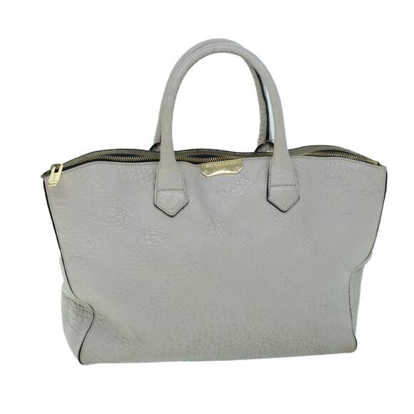 Burberry Tote Bag Leather Gray White - Picture 1 of 16